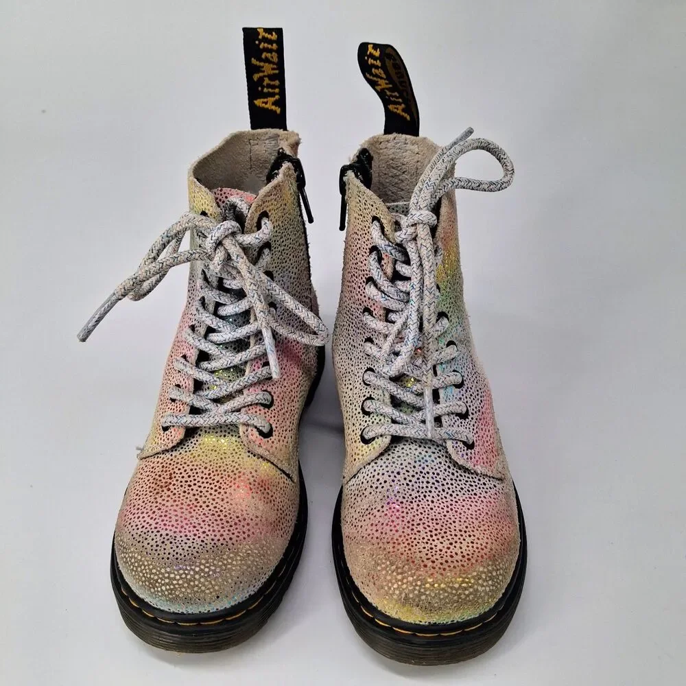 Dr Martens 1460 Pascal J Youth 11 Iridescent Glitter Rainbow Boots